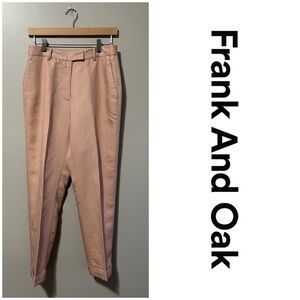 Frank And Oak High Waist Ankle Linen Blend Pant Cuffs
